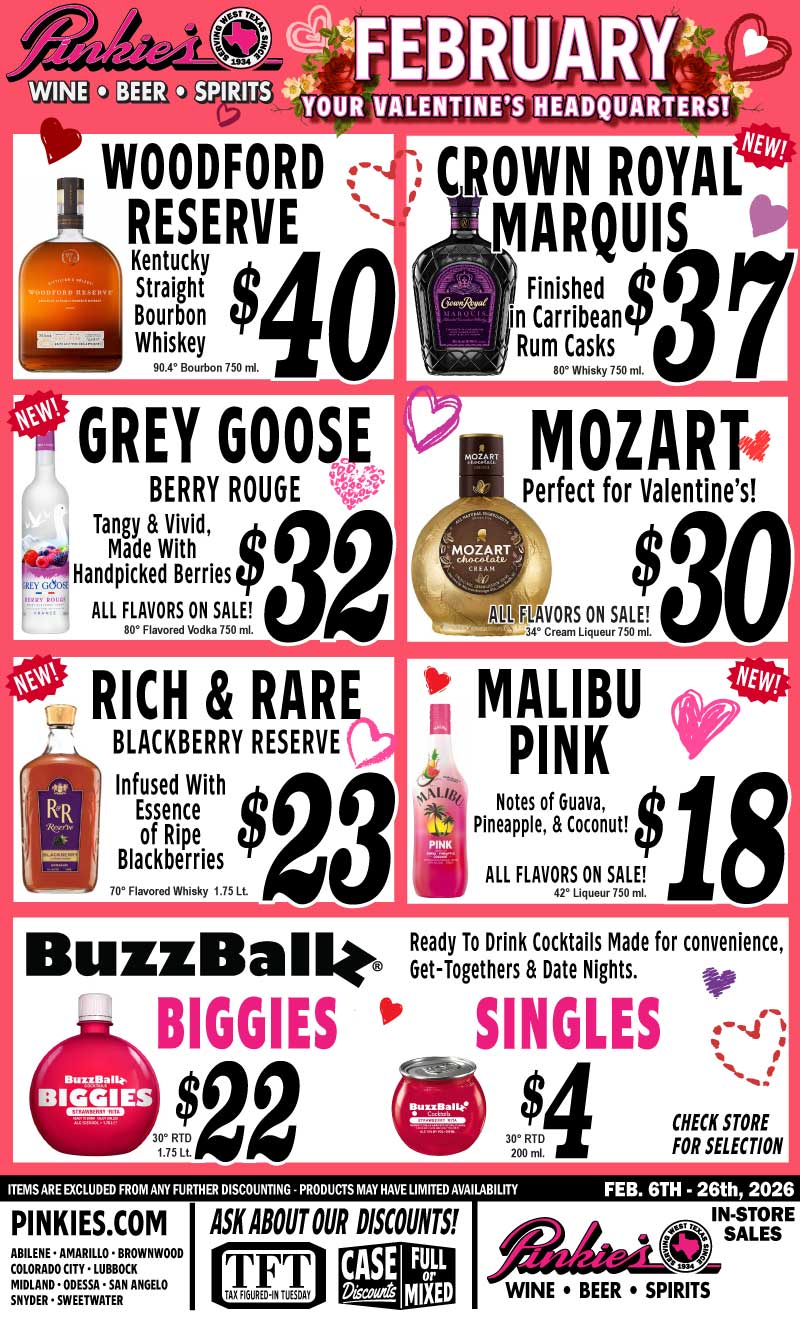 Pinkie's February Monthly Specials 2026