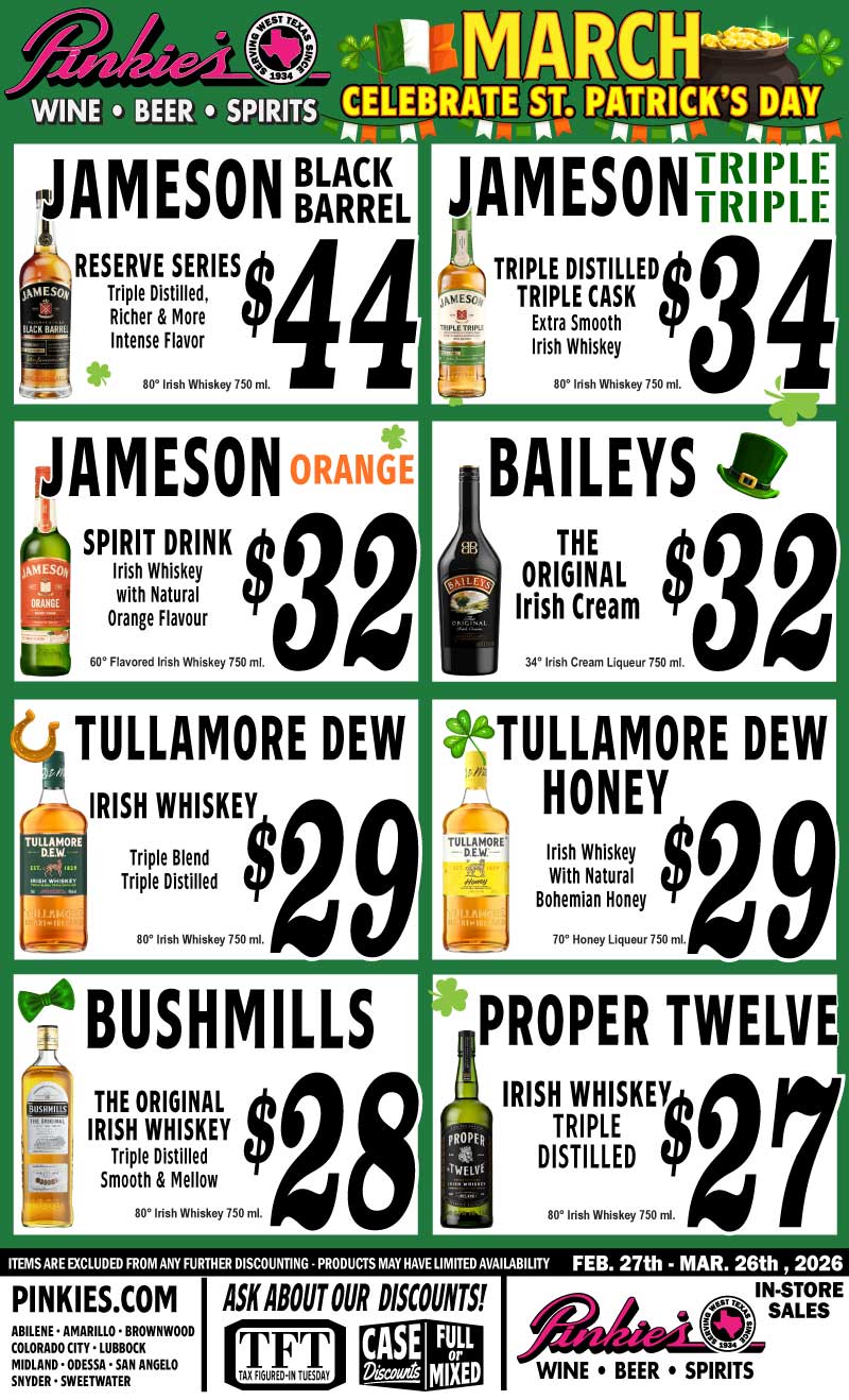 Pinkie's February Monthly Specials 2026